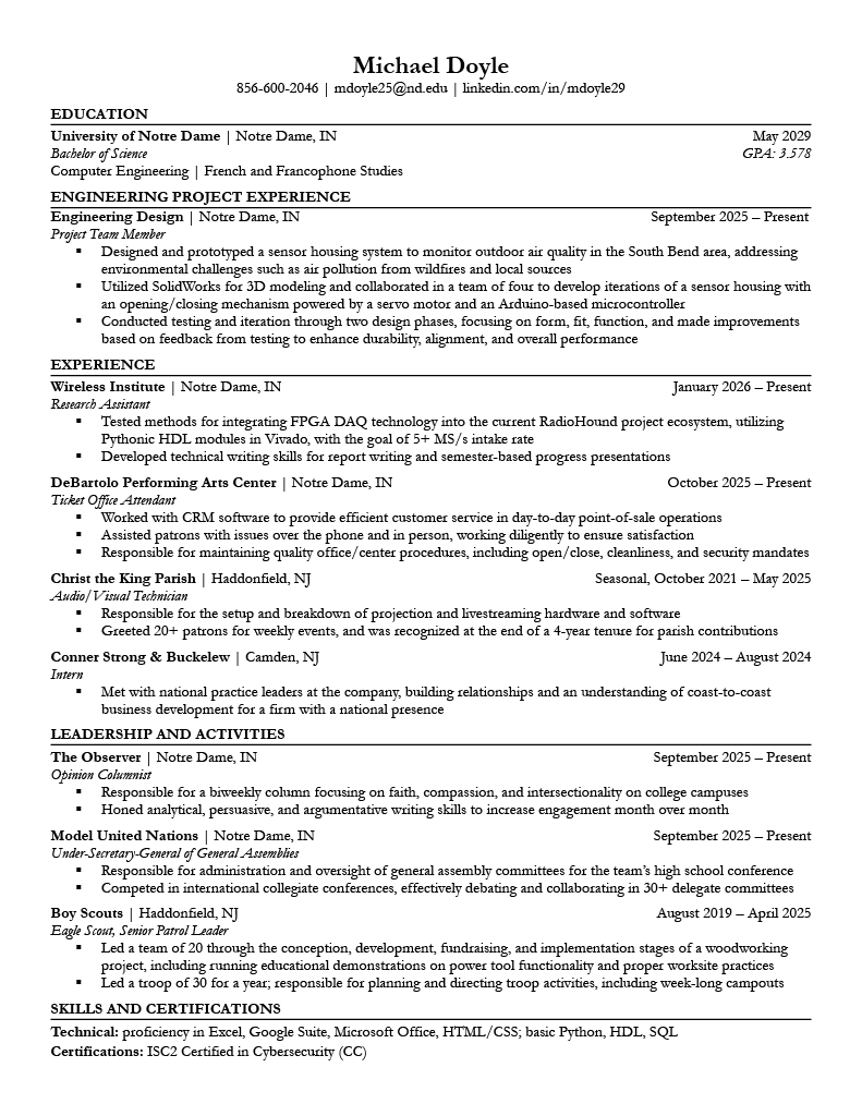 Resume Page